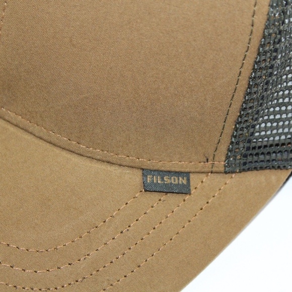 New Filson Spell Out Logger Mesh Cap Hat Tan Green - Picture 3 of 7